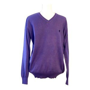 Men's Sweater DENIM CULTURE Sweater Cotton Sweater Purple Cardigan V Neck Shirt